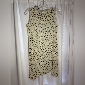 SPIRITHOUSE Cream & Black Dot Semi-Sheer Sleeveless Top Sz XS